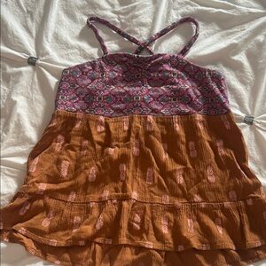 Girls O'Neill Boho Pink and Brown Sleeveless Top